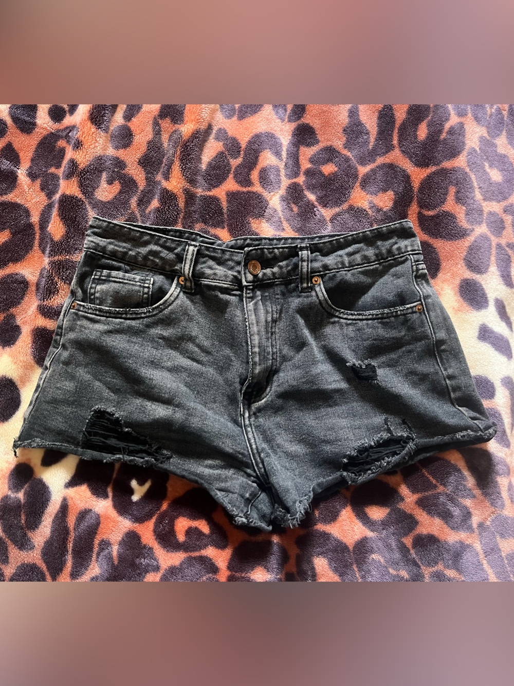 Aeropostale Black Distressed Denim Cutoff Shorts